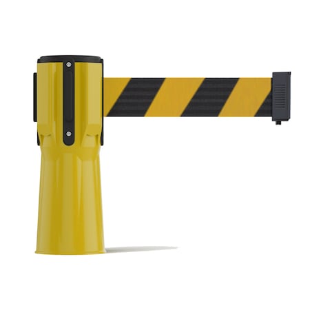 Montour Line Retractable Belt Barrier Cone Mount Yellow Case 7.5ftBlk/Ye Belt CM115-YW-BYD-75